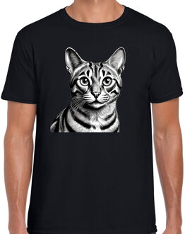 Bellatio Decorations Cadeau/verkleed T-shirt heren - zwart - Bengaal kat/poes - kattenliefhebber 2XL