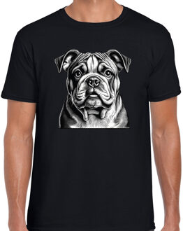 Bellatio Decorations Cadeau/verkleed T-shirt heren - zwart - Engelse Bulldog hond - honden liefhebber M