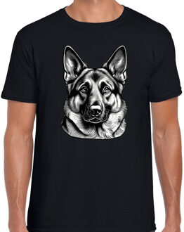 Bellatio Decorations Cadeau/verkleed T-shirt heren - zwart - Herdershond - honden liefhebber