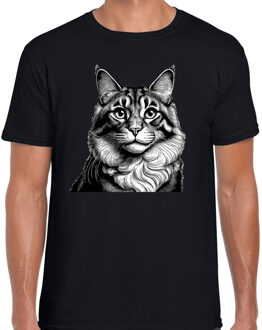 Bellatio Decorations Cadeau/verkleed T-shirt heren - zwart - Maine Coon kat/poes - kattenliefhebber L