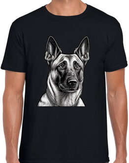 Bellatio Decorations Cadeau/verkleed T-shirt heren - zwart - Mechelse Herder hond - honden liefhebber L
