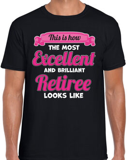 Bellatio Decorations Cadeau/verkleed T-shirt heren - zwart/roze - Pensioen - leukste collega - afscheid M