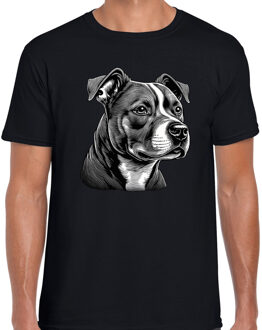 Bellatio Decorations Cadeau/verkleed T-shirt heren - zwart - Staffordshire Bull Terrier hond - honden liefhebber S