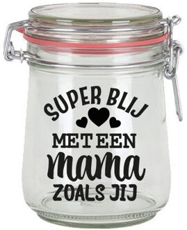 Bellatio Decorations Cadeau voorraadpot - mama - glas - 10 x 7,5 cm - 720 ml - verjaardag cadeau - snoeppot - Moederdag