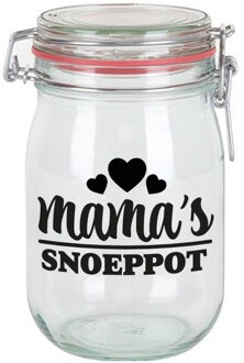 Bellatio Decorations Cadeau voorraadpot - mama - glas - 11 x 11 cm - 1 liter - verjaardag cadeau - snoeppot - Moederdag Transparant