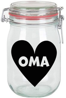 Bellatio Decorations Cadeau voorraadpot - oma - glas - 11 x 11 cm - 1 liter - verjaardag cadeau - snoeppot