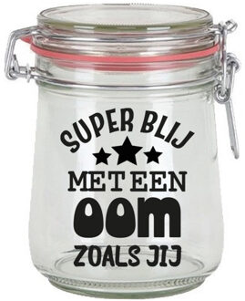 Bellatio Decorations Cadeau voorraadpot - oom - glas - 10 x 7 cm - 720 ml - verjaardag cadeau - snoeppot