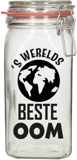 Bellatio Decorations Cadeau voorraadpot - oom - glas - 12 x 7 cm - 1,5 liter - verjaardag - snoeppot Transparant