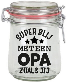 Bellatio Decorations Cadeau voorraadpot - opa - glas - 10 x 7,5 cm - 720 ml - verjaardag cadeau - snoeppot