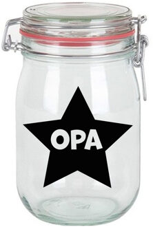 Bellatio Decorations Cadeau voorraadpot - opa - glas - 11 x 11 cm - 1 liter - verjaardag cadeau - snoeppot