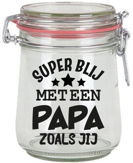 Bellatio Decorations Cadeau voorraadpot - papa - glas - 10 x 7,5 cm - 720 ml - verjaardag cadeau - snoeppot - Vaderdag