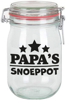Bellatio Decorations Cadeau voorraadpot - papa - glas - 11 x 11 cm - 1 liter - verjaardag cadeau - snoeppot - Vaderdag Transparant