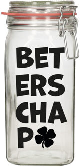 Bellatio Decorations Cadeau voorraadpot/snoeppot - beterschap - glas - 12 x 7 cm - 1,5 liter Transparant