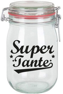 Bellatio Decorations Cadeau voorraadpot - tante - glas - 11 x 11 cm - 1 liter - verjaardag cadeau - snoeppot