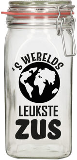 Bellatio Decorations Cadeau voorraadpot - zus - glas - 12 x 7 cm - 1,5 liter - verjaardag - snoeppot