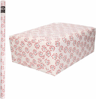 Bellatio Decorations Cadeaupapier rode hartjes print 200 cm - Cadeaupapier