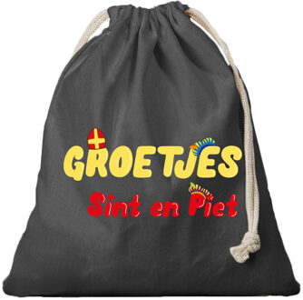 Bellatio Decorations Cadeauzakje Sinterklaas - groetjes Sint en Piet strooizak - pakjesavond - 25x30