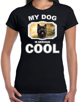 Bellatio Decorations Cairn terriers honden t-shirt my dog is serious cool zwart - dames - Cairn terrier liefhebber cadeau shirt 2XL