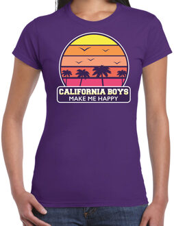 Bellatio Decorations California boys zomer t-shirt / shirt California boys make me happy paars voor dames