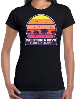 Bellatio Decorations California boys zomer t-shirt / shirt California boys make me happy zwart voor dames