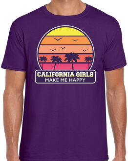 Bellatio Decorations California girls zomer t-shirt / shirt California girls make me happy voor heren - paars - California party / vakantie outfit / kleding/ feest shirt 2XL