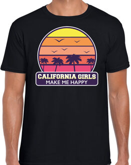 Bellatio Decorations California girls zomer t-shirt / shirt California girls make me happy voor heren - zwart - California party / vakantie outfit / kleding/ feest shirt L