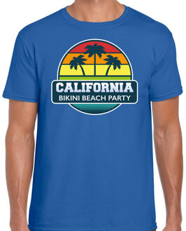 Bellatio Decorations California zomer t-shirt / shirt California bikini beach party voor heren - blauw - California beach party outfit / vakantie kleding / strandfeest shirt 2XL