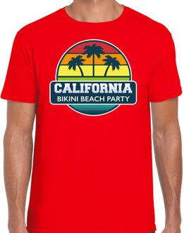 Bellatio Decorations California zomer t-shirt / shirt California bikini beach party voor heren - rood - California beach party outfit / vakantie kleding /  strandfeest shirt M