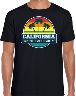 Bellatio Decorations California zomer t-shirt / shirt California bikini beach party voor heren - zwart - California beach party outfit / vakantie kleding /  strandfeest shirt M