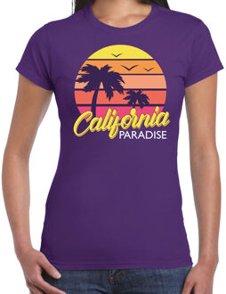 Bellatio Decorations California zomer t-shirt / shirt California paradise voor dames - paars - California party / vakantie outfit / kleding/ feest shirt XS