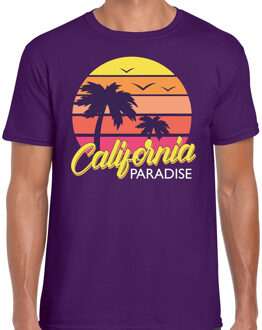 Bellatio Decorations California zomer t-shirt / shirt California paradise voor heren - paars - California party / vakantie outfit / kleding/ feest shirt XL