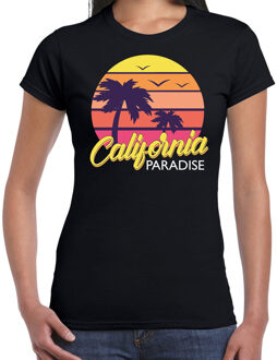 Bellatio Decorations California zomer t-shirt / shirt California paradise zwart voor dames - zwart - California party outfit / vakantie kleding / strandfeest shirt M