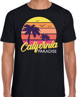 Bellatio Decorations California zomer t-shirt / shirt California paradise zwart voor heren - zwart - California party outfit / vakantie kleding / strandfeest shirt XS