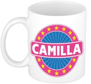 Bellatio Decorations Camilla voornaam koffiemok - beker - wit/roze - 300 ml - Cadeau - Dames - Collega - Moederdag Multi