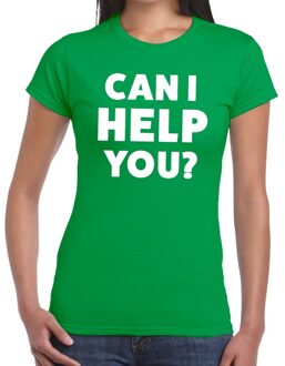 Bellatio Decorations Can i help you beurs/evenementen t-shirt groen dames 2XL