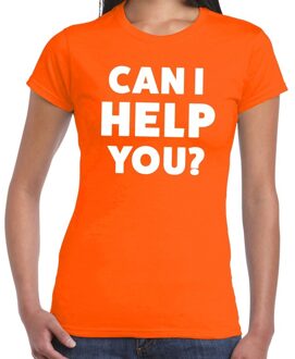 Bellatio Decorations Can i help you beurs/evenementen t-shirt oranje dames XS