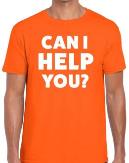 Bellatio Decorations Can i help you beurs/evenementen t-shirt oranje heren 2XL