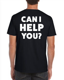 Bellatio Decorations Can I help you tekst t-shirt zwart heren voor beurzen en evenementen