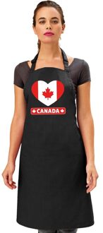 Bellatio Decorations Canada hart vlag barbecueschort/ keukenschort zwart