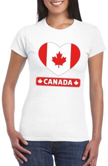 Bellatio Decorations Canada hart vlag t-shirt wit dames XS