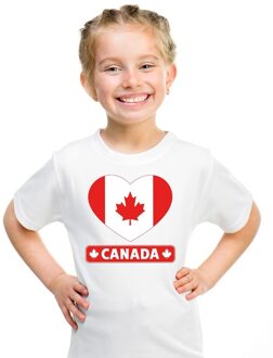 Bellatio Decorations Canada kinder t-shirt met canadese vlag in hart wit jongens en meisjes l (146-152)