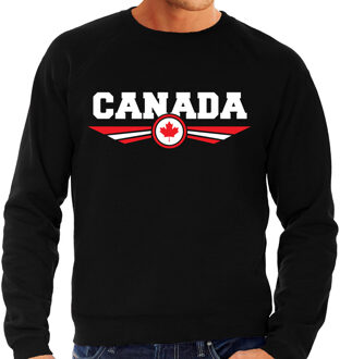 Bellatio Decorations Canada land thema sweater - met vlag kleuren - zwart - heren - Supporters trui - lange mouwen