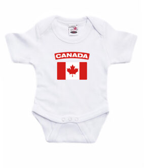 Bellatio Decorations Canada landen rompertje met vlag wit voor babys 56 (1-2 maanden)