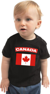 Bellatio Decorations Canada landen shirtje met vlag zwart voor babys 62 (1-3 maanden)