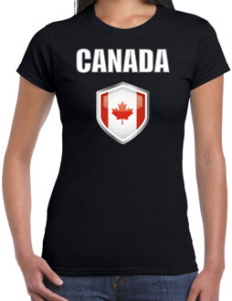 Bellatio Decorations Canada landen supporters t-shirt - zwart - dames - fan kleding - korte mouwen