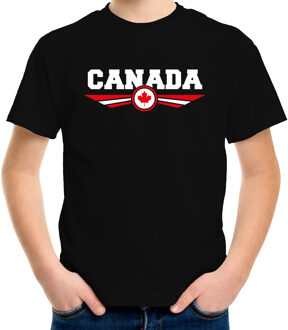 Bellatio Decorations Canada landen t-shirt met Canadese vlag - zwart - kids - landen shirt / kleding - EK / WK / Olympische spelen outfit XS (110-116)