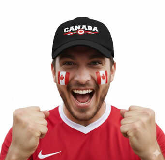 Bellatio Decorations Canada supporters set - baseballcap zwart - met vlag schminkstift - volwassenen - landen