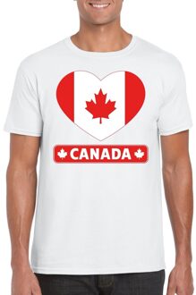 Bellatio Decorations Canada t-shirt met canadese vlag in hart wit heren 2xl