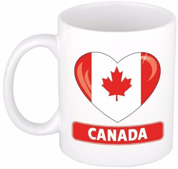 Bellatio Decorations Canadese vlag hartje theebeker 300 ml Wit