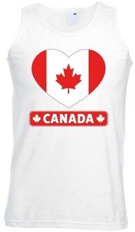 Bellatio Decorations Canadese vlag in hartje singlet wit heren